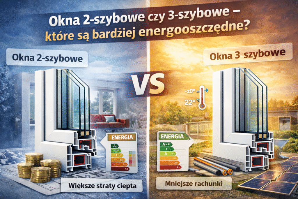 Porównanie okien dwuszybowych i trzyszybowych – izolacja cieplna, straty energii i efektywność energetyczna w domu jednorodzinnym
