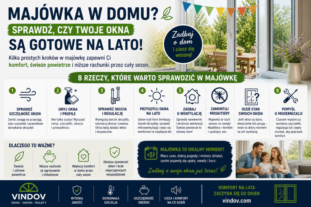 przygotowanie okien na lato konserwacja okien wiosną regulacja okien po zimie przegląd okien wiosna